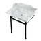 Kingston Brass 30 Carrara Marble Console Sink with Brass Legs, Marble WhiteMatte Black LMS30MBSQ0 - alternate 1